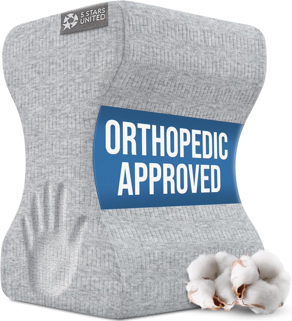 5 STARS UNITED Knee Pillow for Side Sleepers - Hip Pain Relief, Memory Foam Leg Cushion for Side