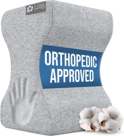 5 STARS UNITED Knee Pillow for Side Sleepers - Hip Pain Relief, Memory Foam Leg Cushion for Side