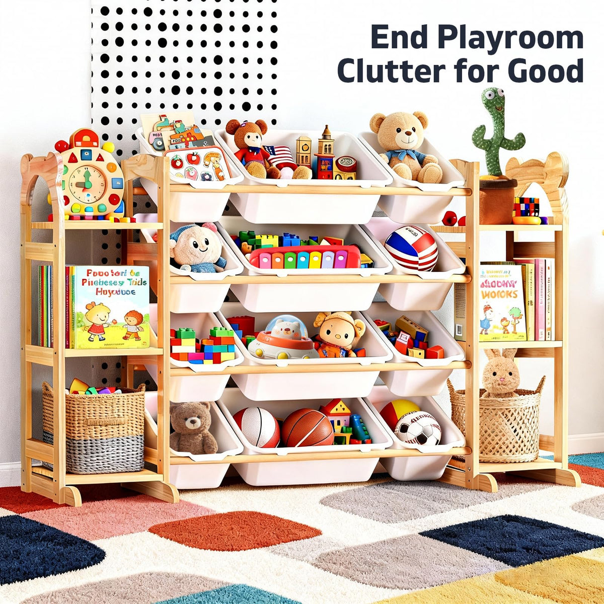 ZJFGPOT Toy Storage Organizer with 6 Shelves and 12 Bins, Toy Organizers and Storage Shelf with