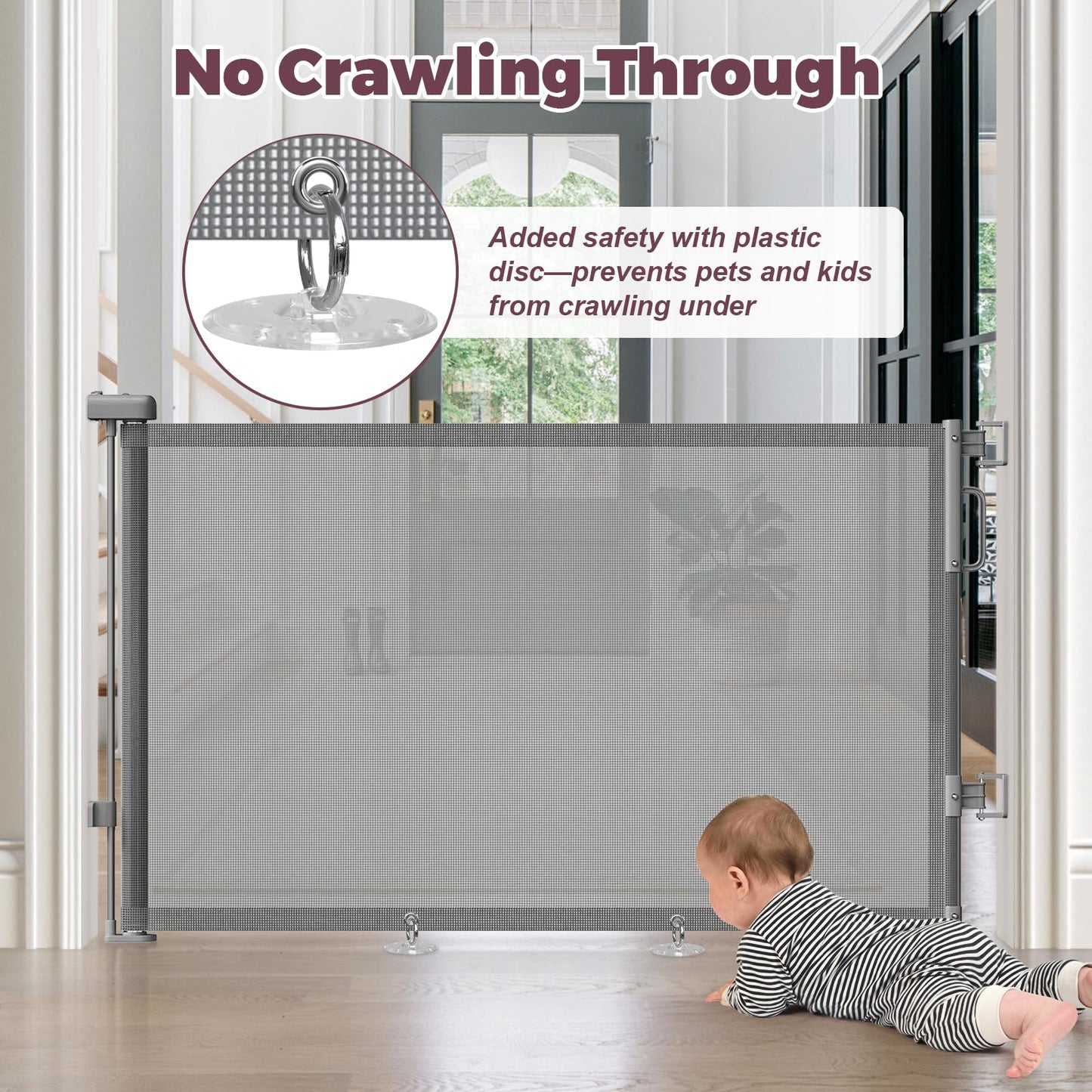 Cideny Retractable Baby Gate for Stairs & Doorways, Dog Gate Indoor Outdoor