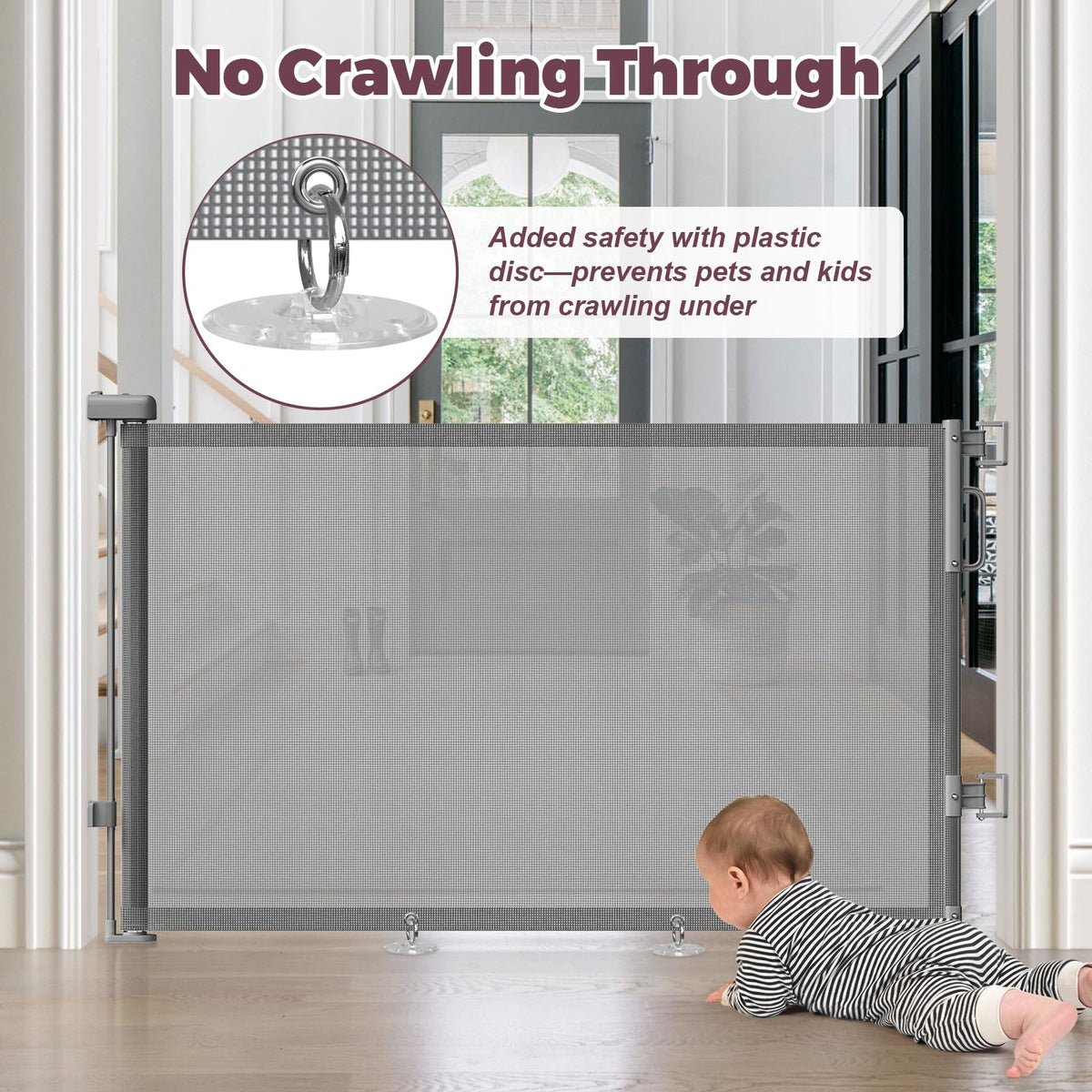 Cideny Retractable Baby Gate for Stairs & Doorways, Dog Gate Indoor Outdoor