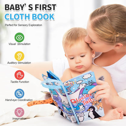 Jollybaby Baby Cloth Books, Touch & Feel Crinkle Soft Books, for Infants Babies, Toddler Early