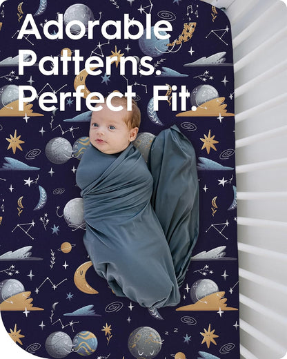 Crib Sheet for Boy Girl, Premium Soft Jersey Knit Fitted Crib Sheet, Safe and Snug, Durable