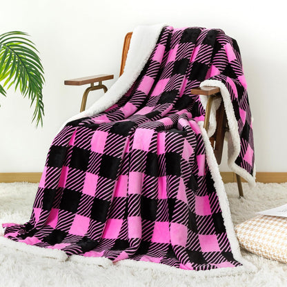 Touchat Sherpa Plaid Twin Blanket 60" X 70", Fuzzy Fluffy Soft Cozy Throw Blanket, Twin Size Plush