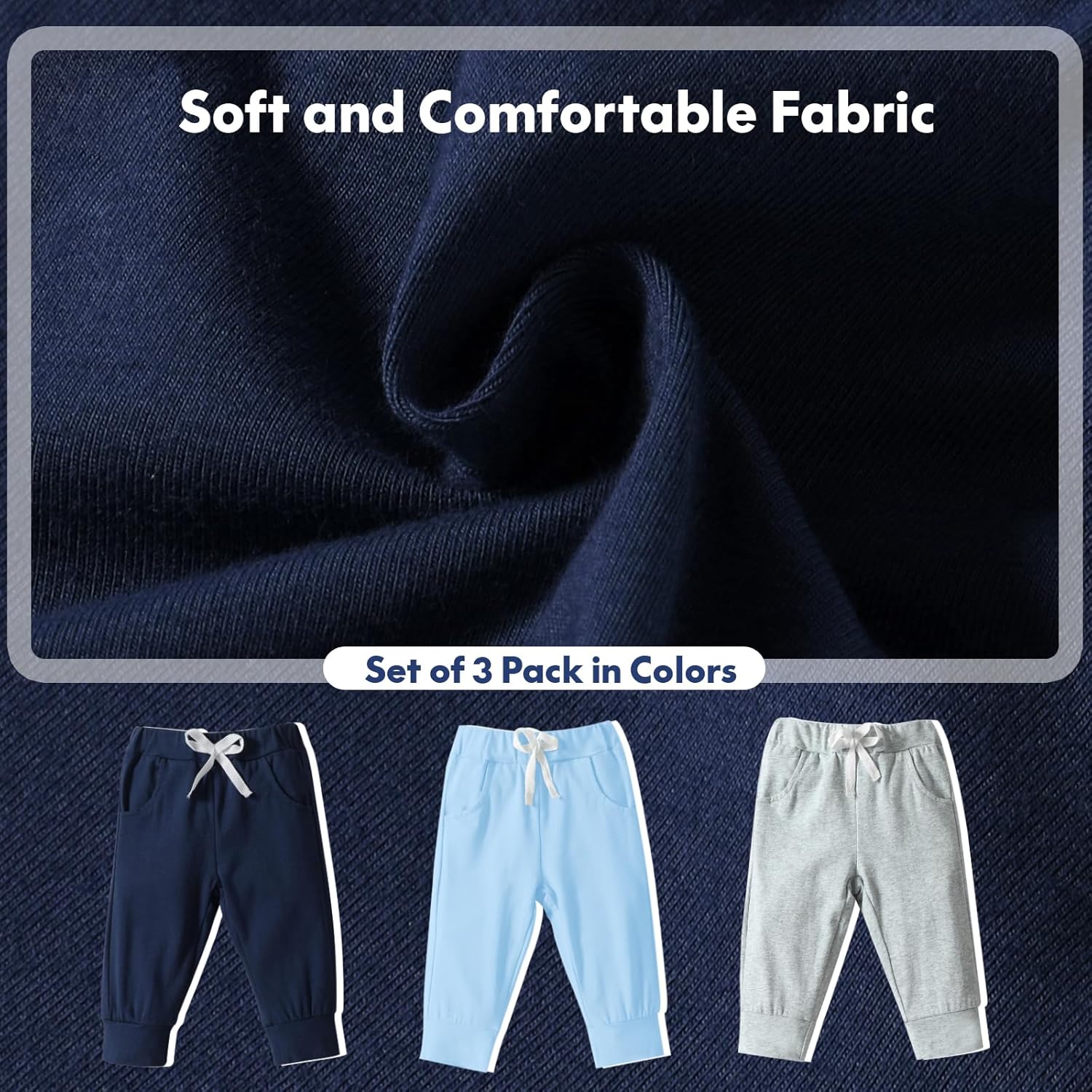 DREAM BUS Pack of 3 Toddler Jogger Pants with Pocket Toddler Boy Sweatpants Baby Boy Pants Infant