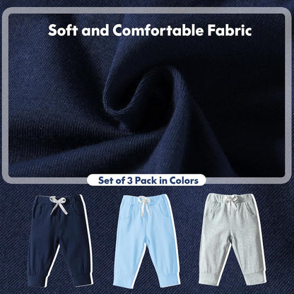DREAM BUS Pack of 3 Toddler Jogger Pants with Pocket Toddler Boy Sweatpants Baby Boy Pants Infant