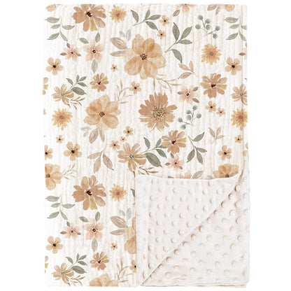 Konssy Baby Blankets for Unisex Boys Girls, Super Soft Nursery Minky Blankets with Muslin Cotton
