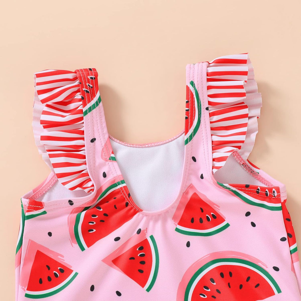 Tiny Cutey Toddler Girl Swimsuit Ruffled Stripe Sleeveless Swimwear One-Piece Baby Girl Bathing