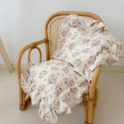 BuLuTu Muslin Toddler Kids Pillowcases Standards Size Pillow Cases for Toddlers Bed, Pink Floral
