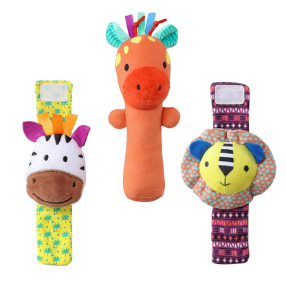 The Peanutshell Sock Rattles Set of 5 - Girl Boy Rattle Socks, Baby Toys 0-6-12 Month, Animal