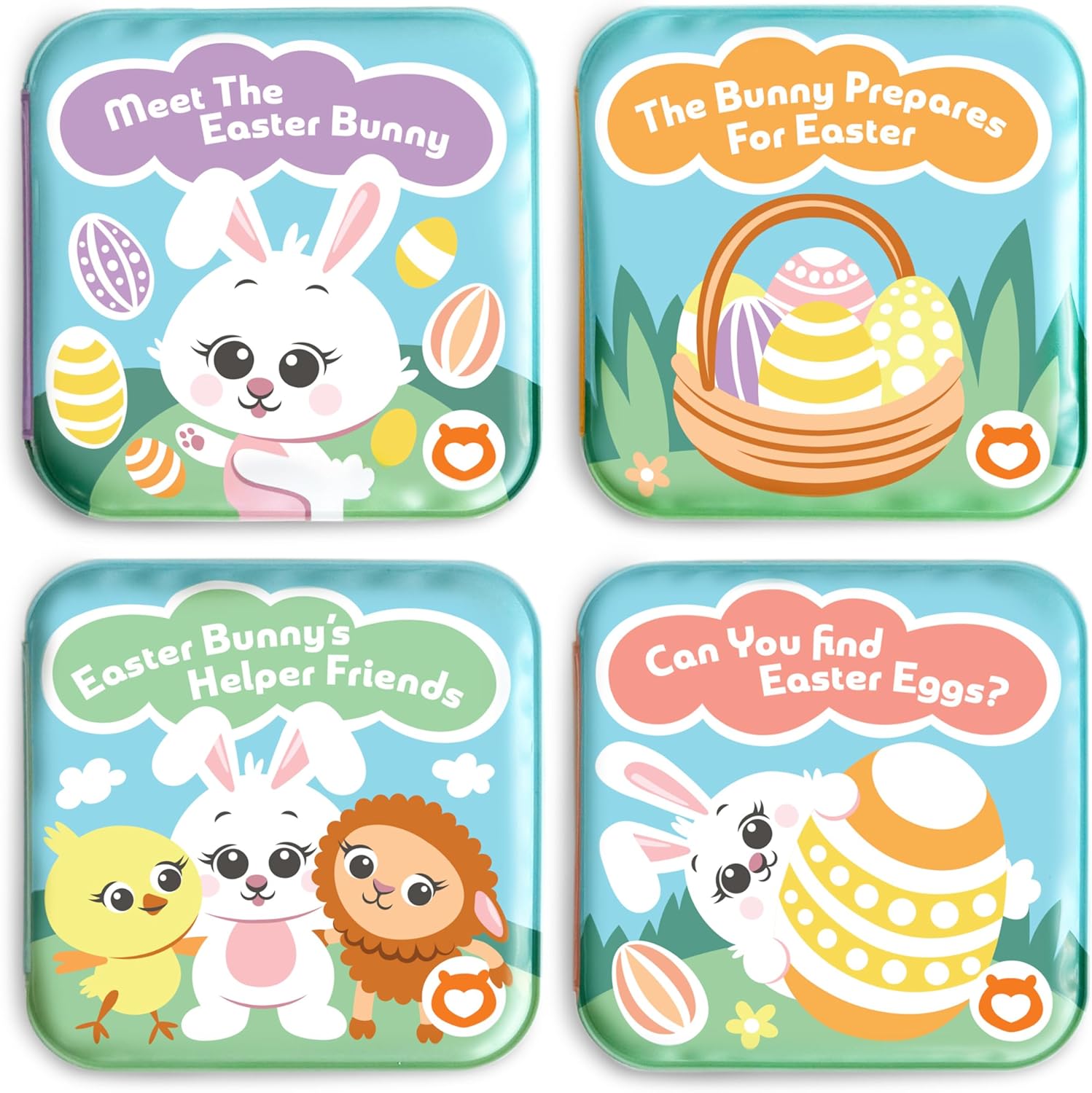Easter Bath Book Set for Babies & Toddlers – 4 Colorful, Soft, and Waterproof Bath Books with Bunny