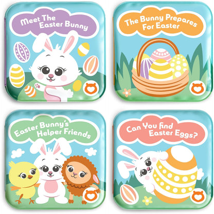 Easter Bath Book Set for Babies & Toddlers – 4 Colorful, Soft, and Waterproof Bath Books with Bunny