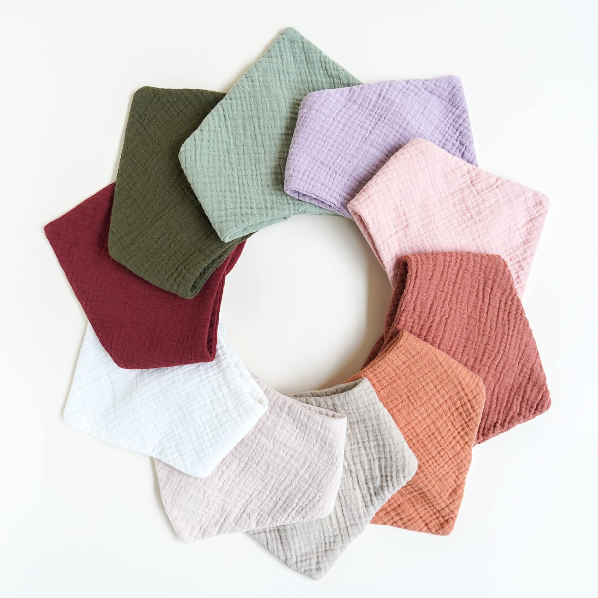 Konssy Muslin Baby Bibs 10 Pack Baby Bandana Drool Bibs 100% Cotton for Unisex Boys and Girls, Soft