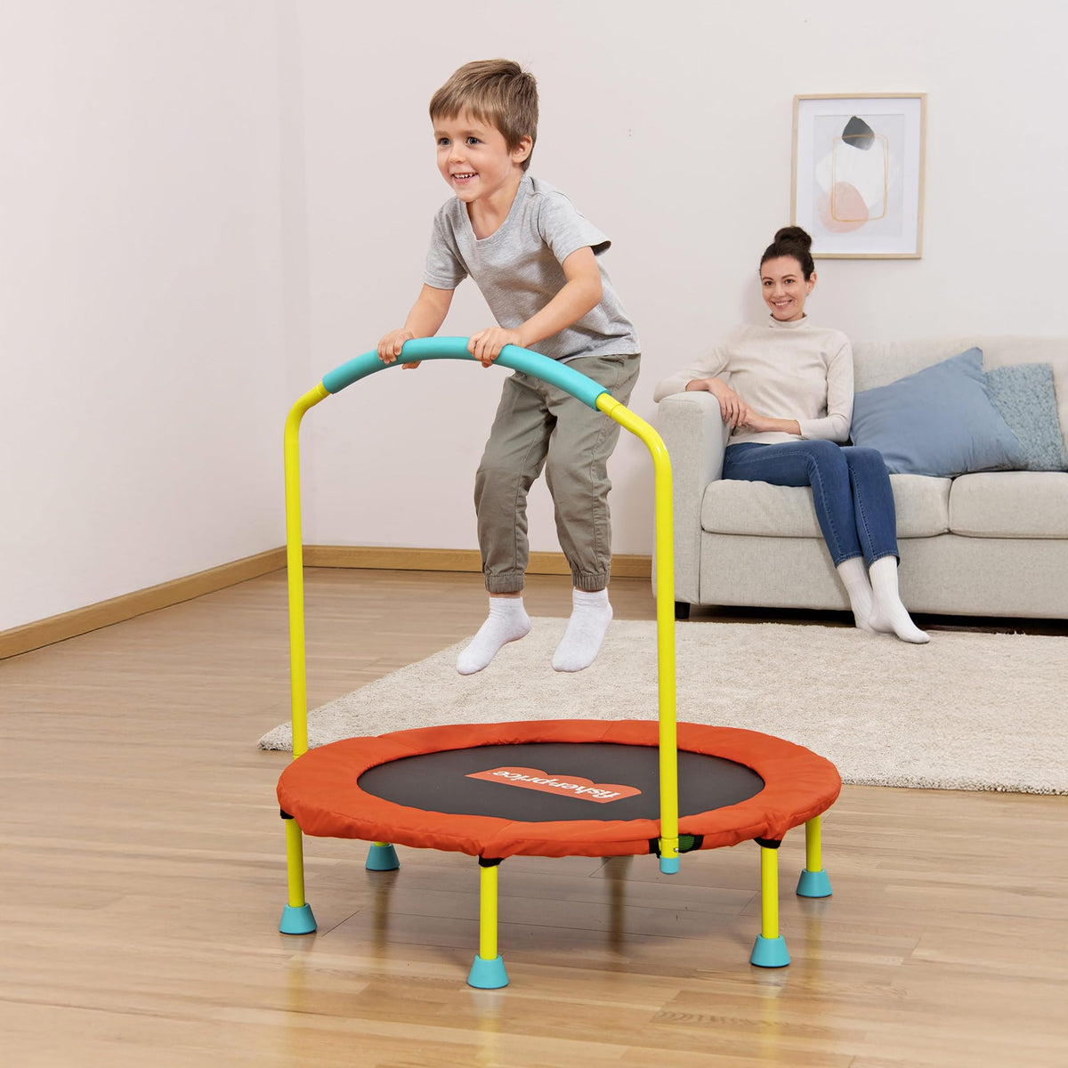 Fisher-Price Mini Trampoline, WonderJump 36" Round Bouncer, Multicolor