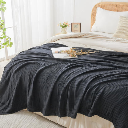 EMME Cotton Muslin Throw Blanket Couch Breathable Gauze Blanket Soft Lightweight Blankets Adults