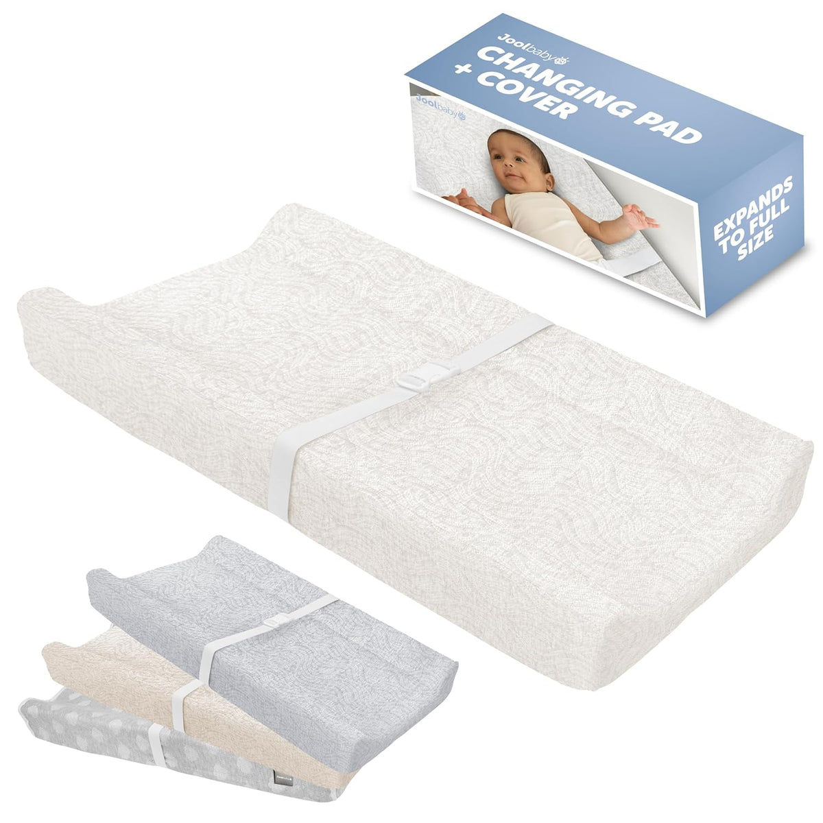 Jool Baby Soft Changing Pad + Washable Cover, Non-Slip - Fits Standard Changing Tables & Dressers