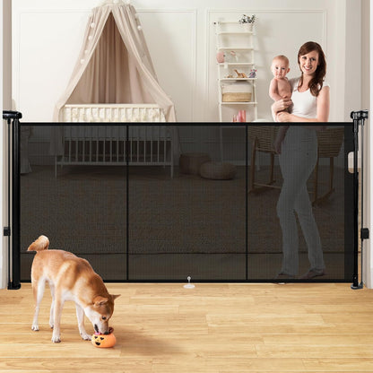 Retractable Baby Gates for Stairs, 78" Extra Wide Retractable Dog Gate with Support Rods for The
