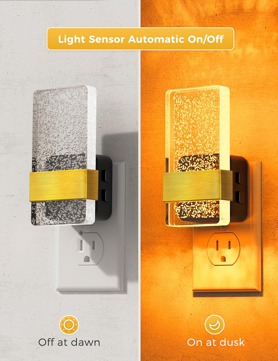 L LOHAS LED Night Lights Plug Into Wall [2 Pack], Color Changing Night Light with Dusk to Dawn