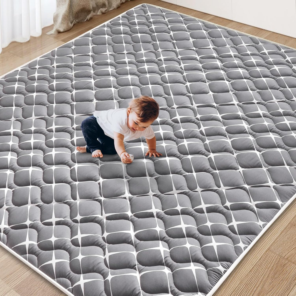 Vibe bear Baby Play Mat 6ft X 4ft, Thicker Foam One-Piece Crawling Mat, Extra Large Anti- Slip