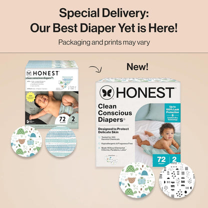 The Honest Company Clean Conscious Diapers for Delicate Skin | Up to 100% Leakproof |