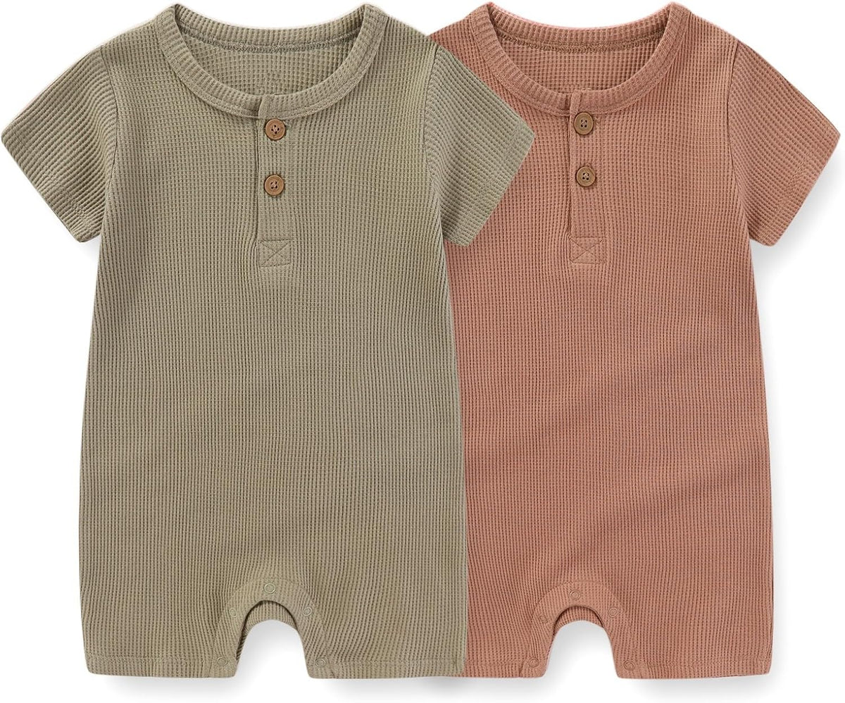 Unisex Short Sleeve Baby Romper 2 Pack Cotton Solid infant Boy Girl Jumpsuits Soft New Born Clothes
