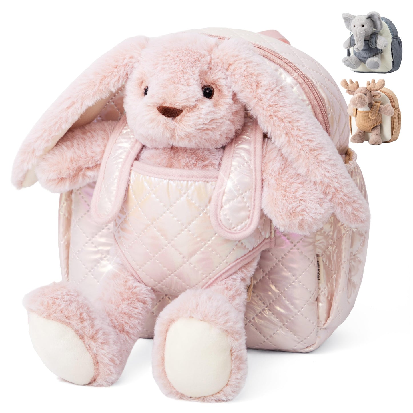 Moonkie Hug & Go™ Bunny Toddler Backpack – Soft Plush Bag with Detachable Toy for Girls Aged 2–4 |