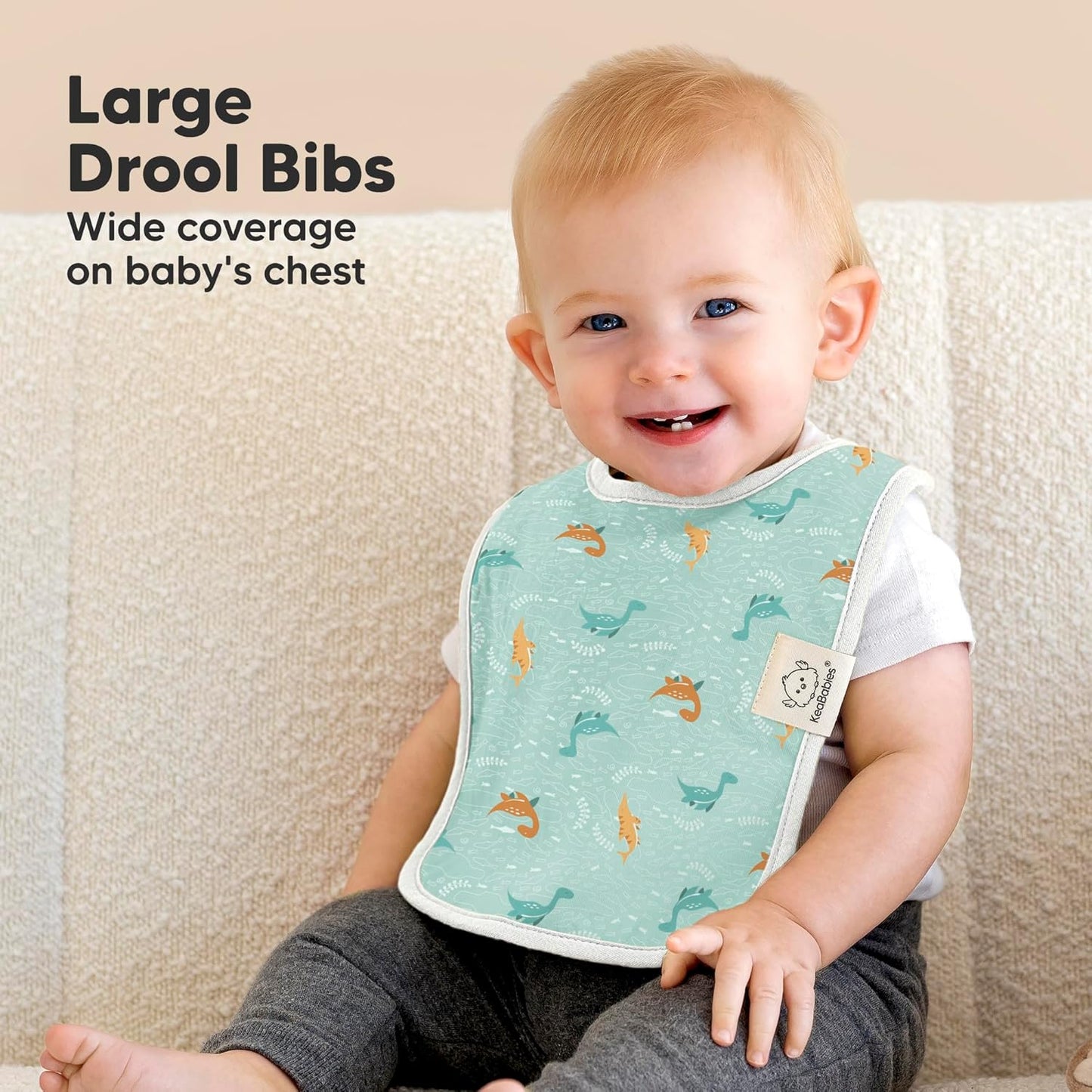 KeaBabies 8-Pack Organic Baby Bibs for Boys, Girls - Super Absorbent Cotton Drool Bibs for Baby