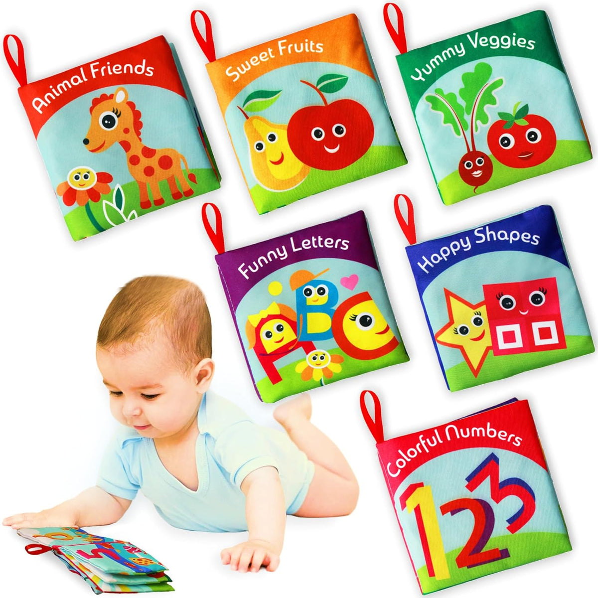 Cloth Books for Babies (Set of 6) - Premium Quality Soft Books for Babies. Touch and Feel Crinkle