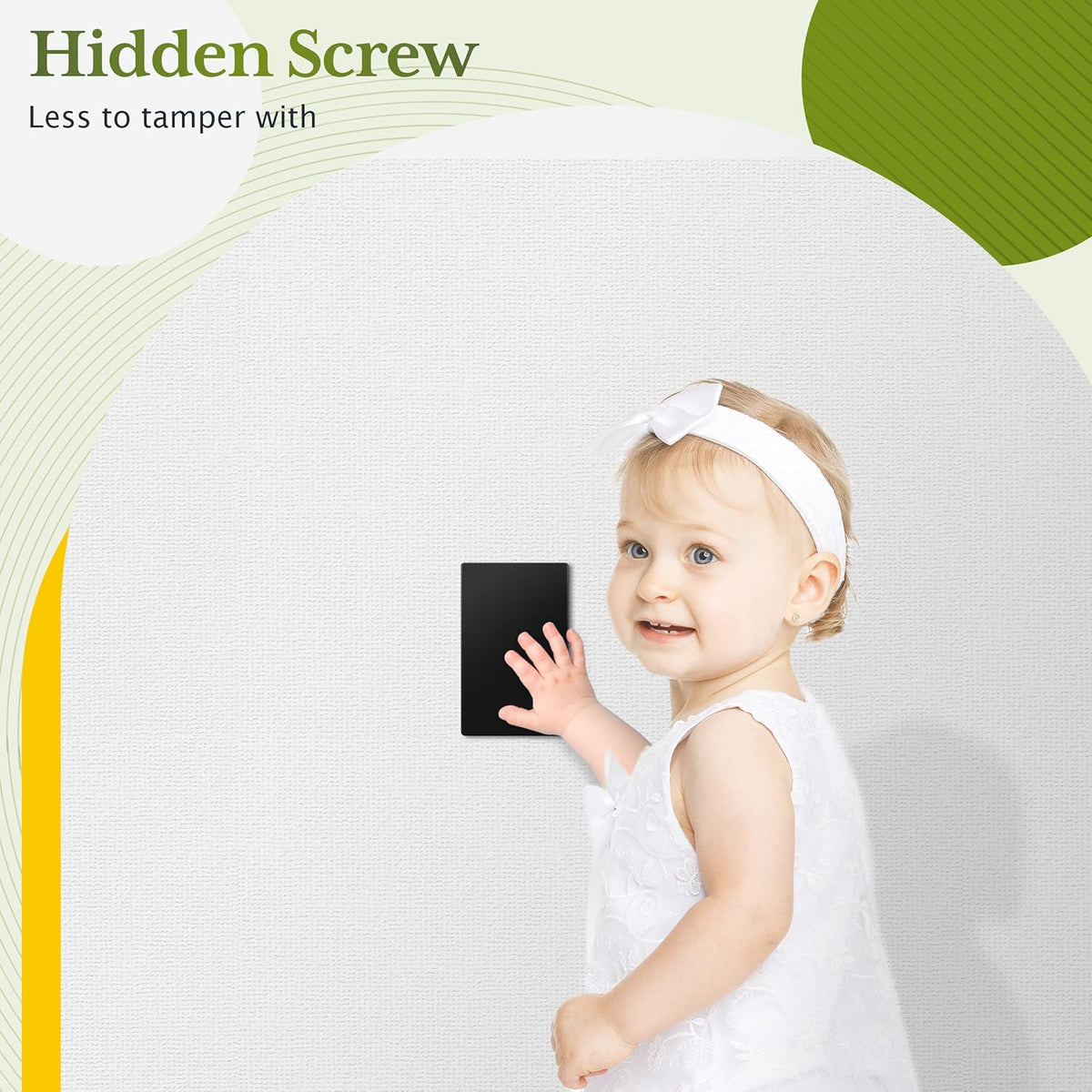 TG Mid-Size Screwless Blank Wall Plate, Child Safe Blank Device Outlet Cover, Medium Size 1-Gang