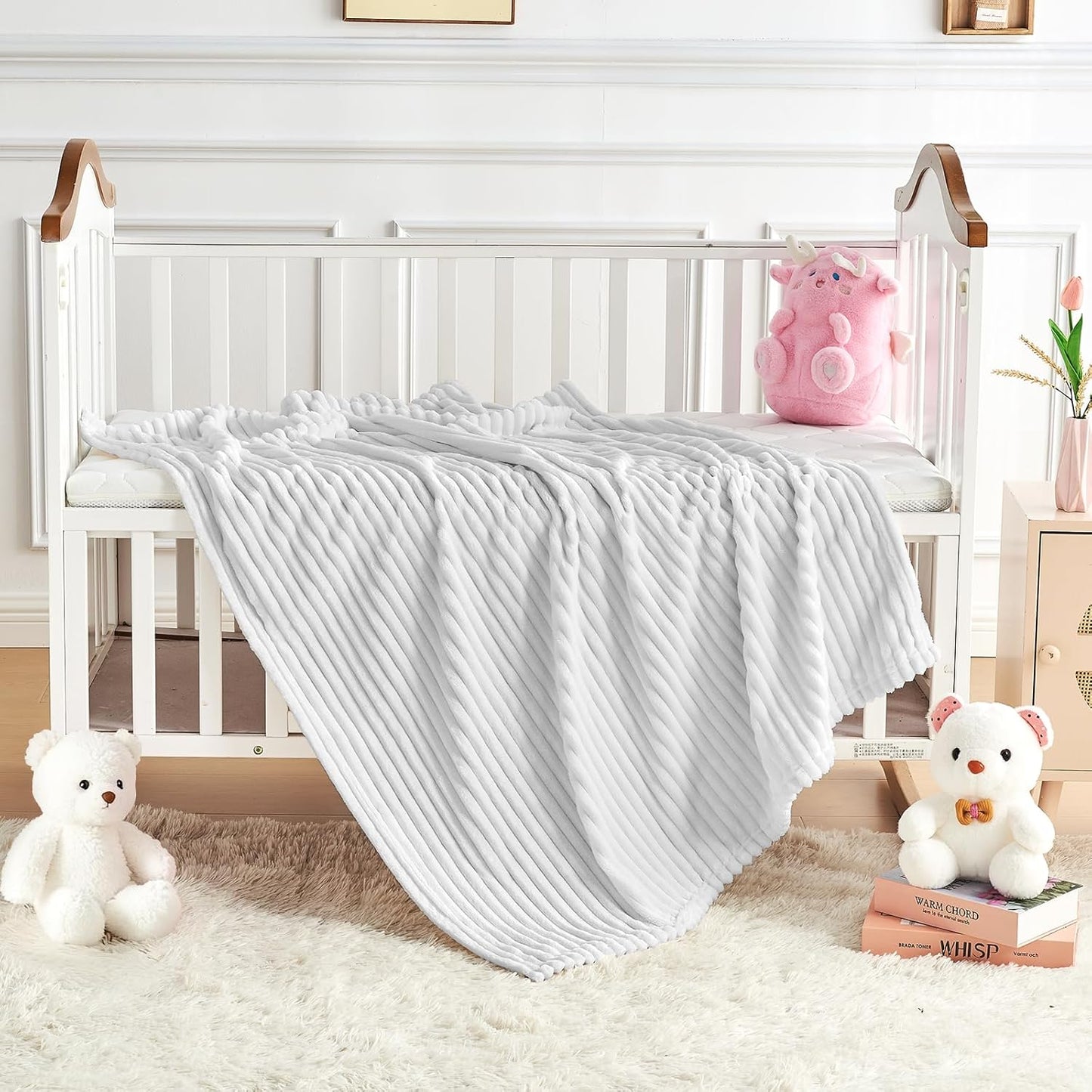 Soft Fleece Baby Blanket Ultra Cozy Grey Baby Blankets for Boys Warm and Lightweight Infant Toddler