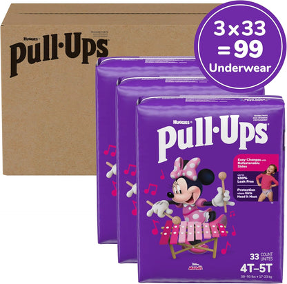 Pull-Ups Girls' Potty Training Pants, Size 4T-5T Training Underwear (38-50 lbs), 99 Count (3 Packs