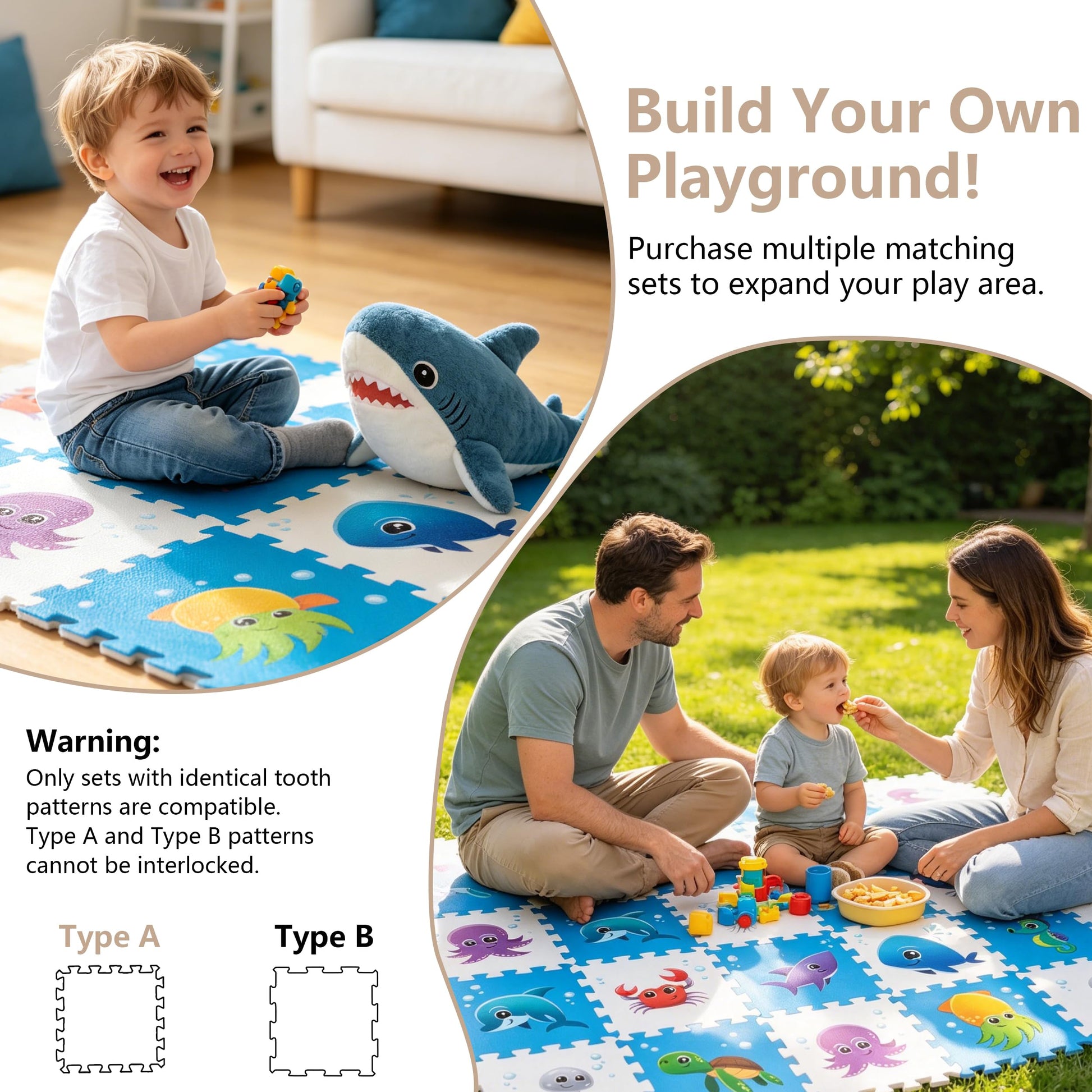 PLAY 10 Puzzle Play Mat, Foam Floor Tiles, Children’s Foam Puzzle Mat Baby Floor Play Mat 34×34