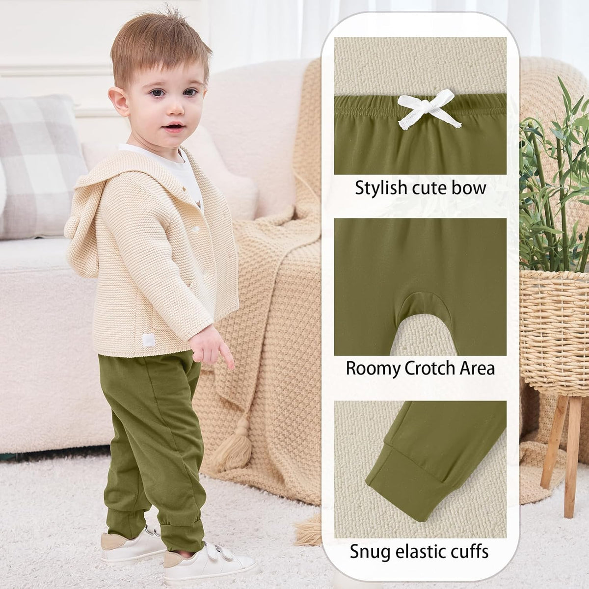 DREAM BUS Pack of 3 Toddler Jogger Pants with Pocket Toddler Boy Sweatpants Baby Boy Pants Infant