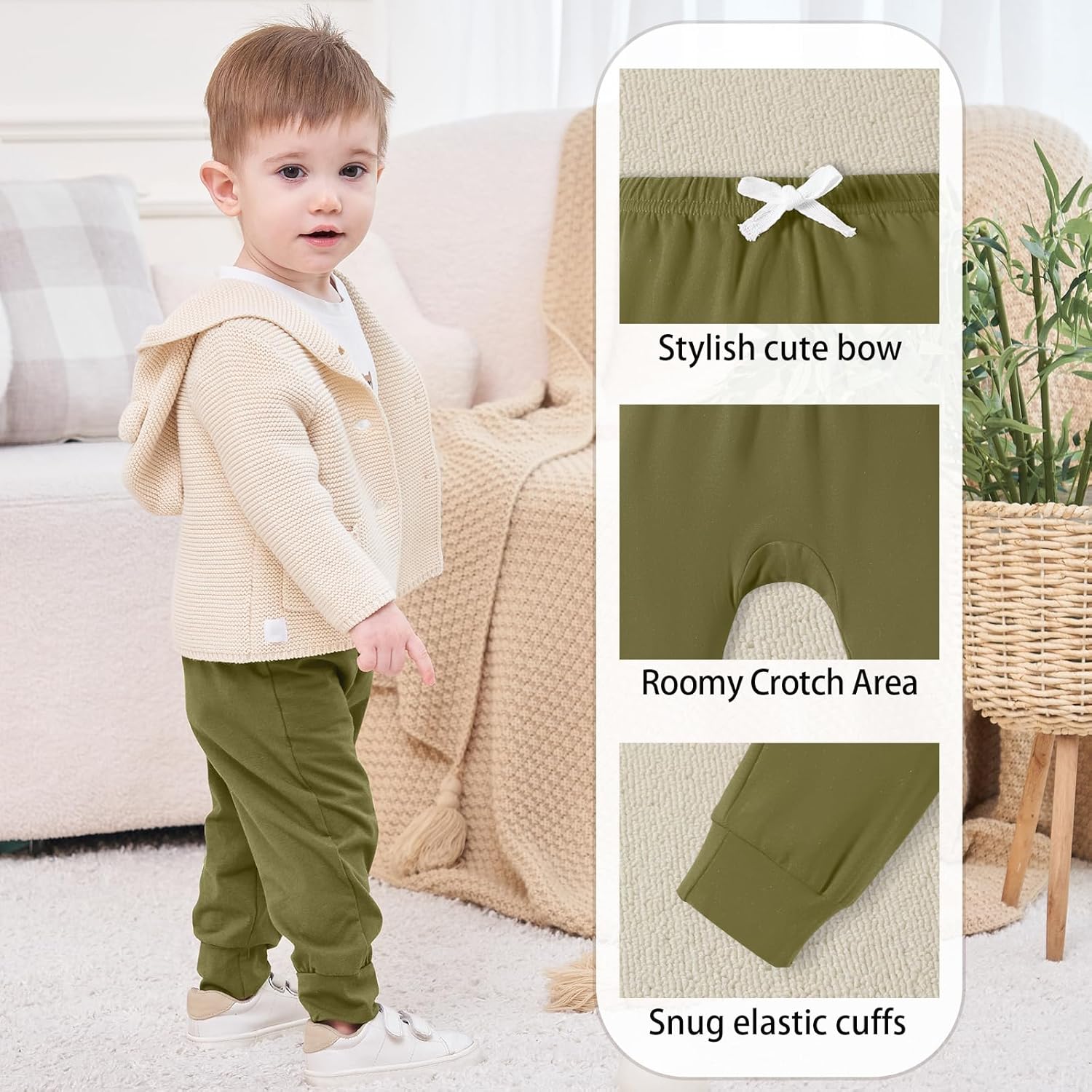 DREAM BUS Pack of 3 Toddler Jogger Pants with Pocket Toddler Boy Sweatpants Baby Boy Pants Infant