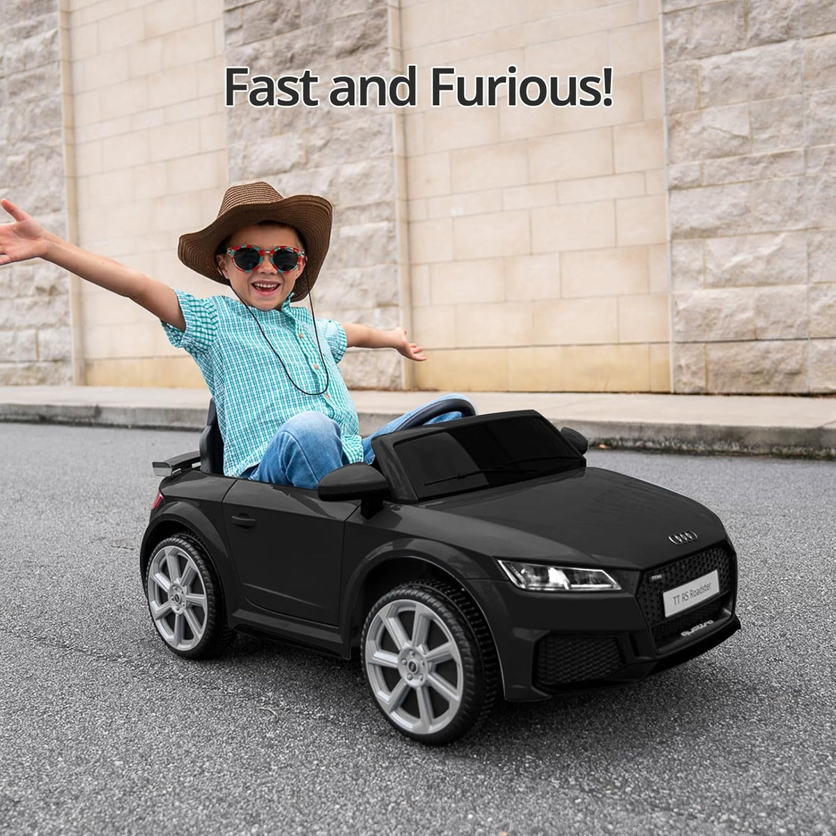 Kids Electric Car, Licensed Audi 6V Kids Ride on Toy Car for Toddlers with Remote - Black