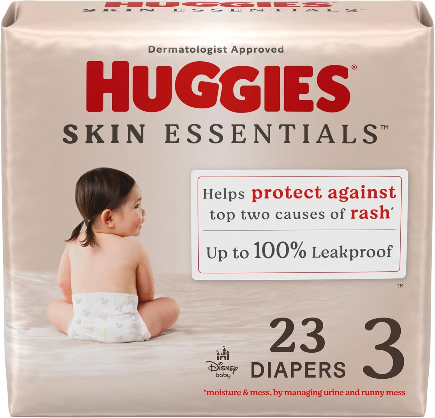 Huggies Size 3 Diapers, Skin Essentials Baby Diapers, Size 3 (16-28 lbs), 23 Count, Packaging May