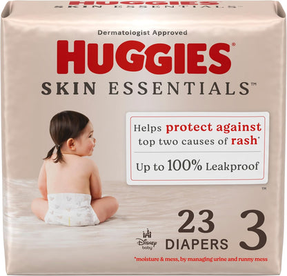 Huggies Size 3 Diapers, Skin Essentials Baby Diapers, Size 3 (16-28 lbs), 23 Count, Packaging May