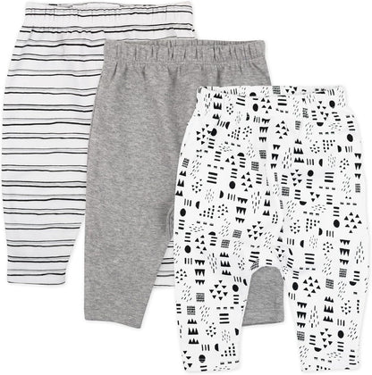 HonestBaby Multipack Harem Pants Roomy Fit Pull on Bottoms 100% Organic Cotton for Infant Baby