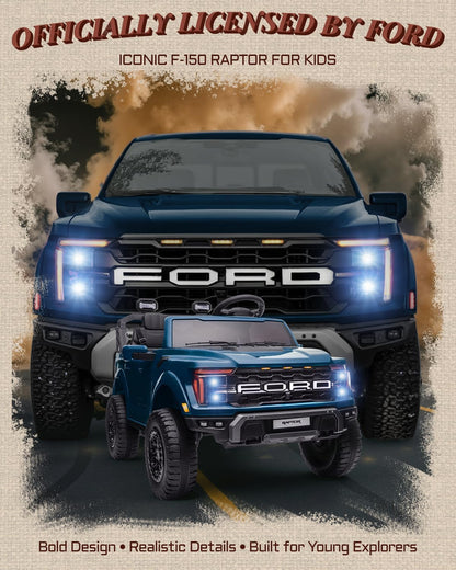 Licensed Ford F-150 Raptor 2 Seater Ride on Car for Kids, 24 Volt Ride on Toys for Boys w/Remote