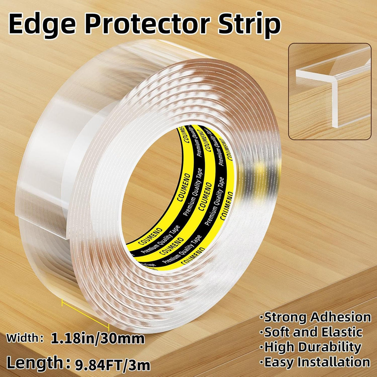 Baby Clear Edge Protector, 1.18inX9.84FT, Child Protection Desk Corner Anti-Bump Home Wrap
