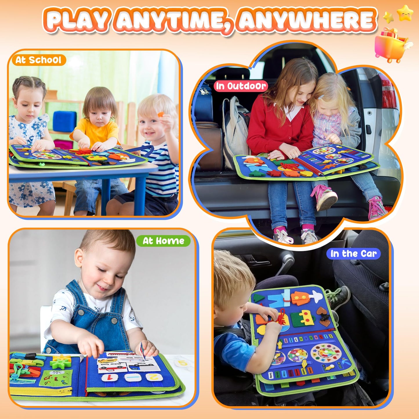 URMYWO Toddler Busy Board - Busy Book Montessori Toys Ages 3 and up - Preschool Learning Activities