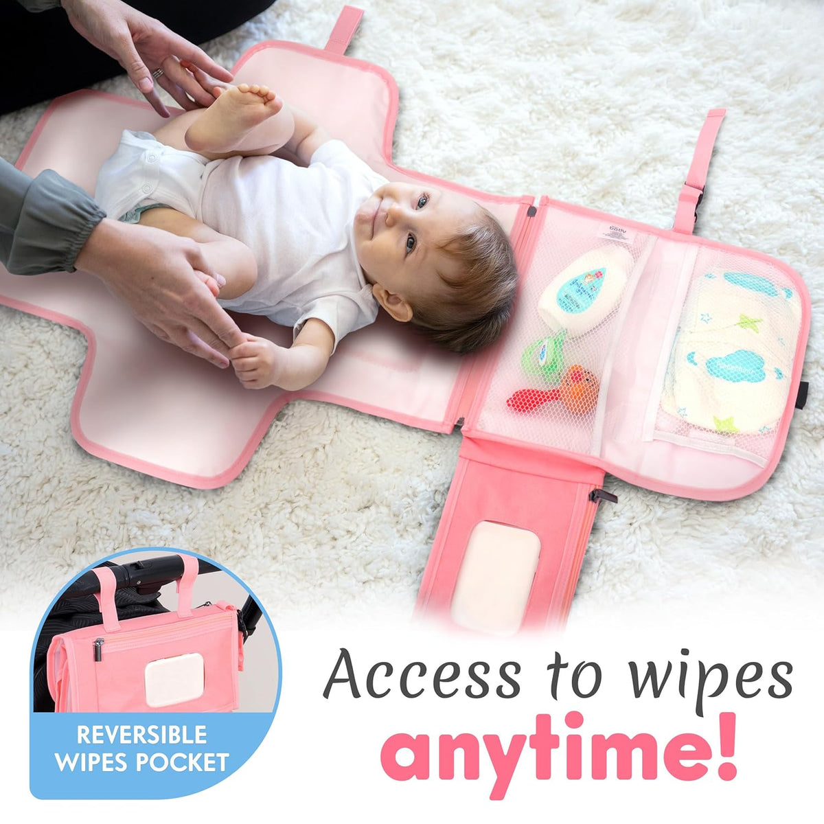 Kopi Baby Portable Diaper Changing Pad - Baby Diaper Changer Travel Bag with Wipes Pocket, Smart