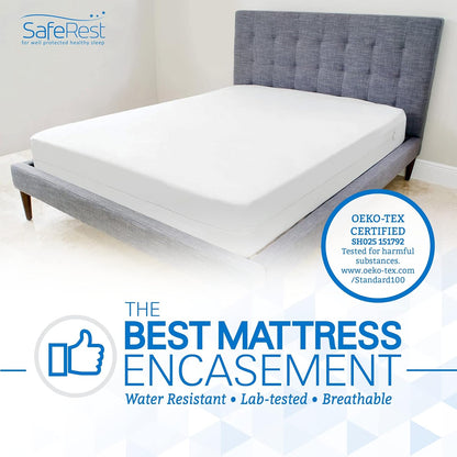 SafeRest Zippered Mattress Protector - Premium 6-9 Inch Waterproof Mattress Cover for Bed