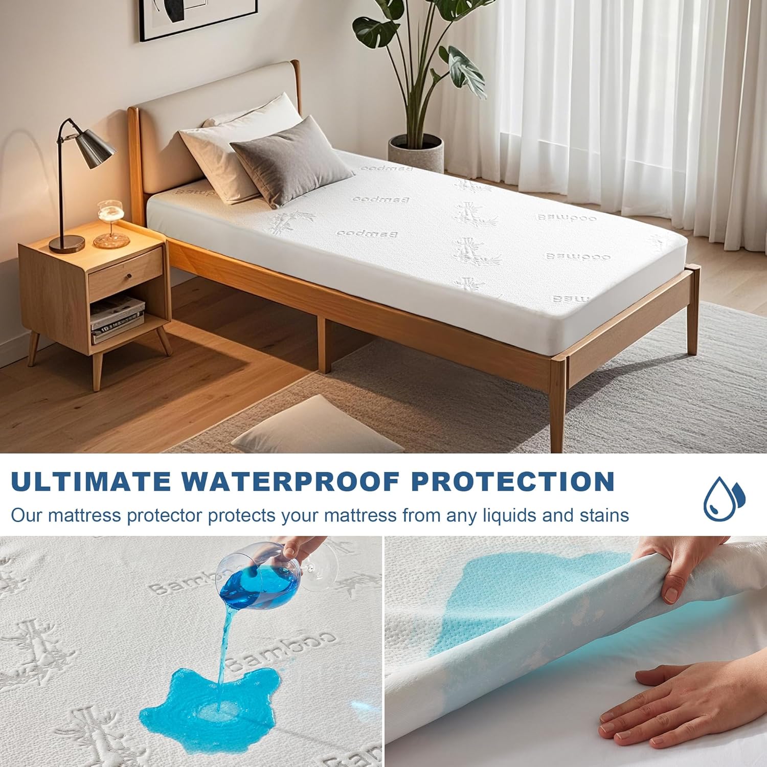Waterproof Mattress Protector, Twin XL Size Mattress Pad Fitted 6-15" Deep Pocket, 3D Air Fabric