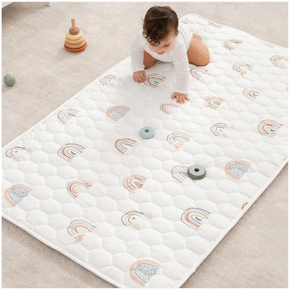 Comfy Cubs Rectangle Kids Play Mat - Small 36 x 60 inches Soft Quilted Baby Floor Mat with Non-Slip
