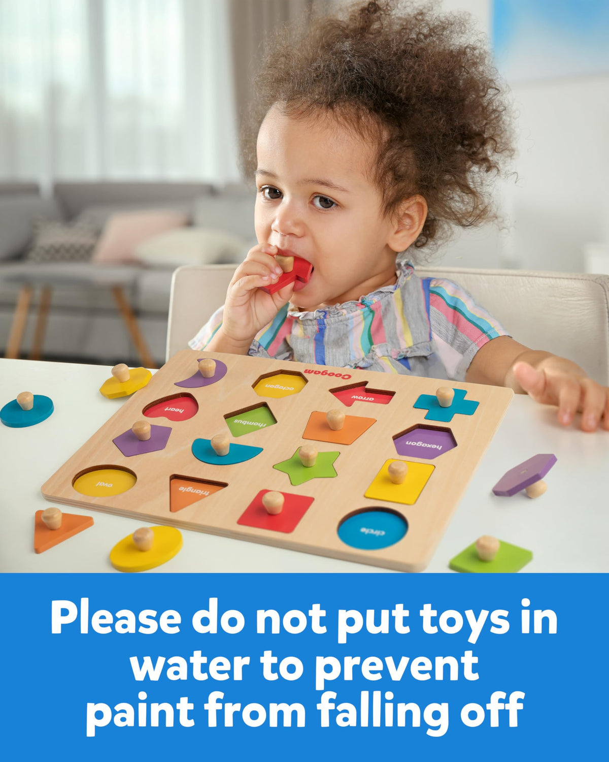 Coogam Montessori Toy Wooden Shape Peg Puzzle, Fine Motor Color Matching Sorting Board, Early