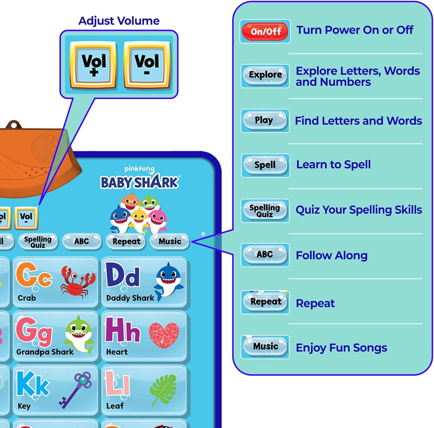 Baby Shark Alphabet & Number Learning Toys by Pinkfong, Educational Toddler Gift Set for Ages 1-3