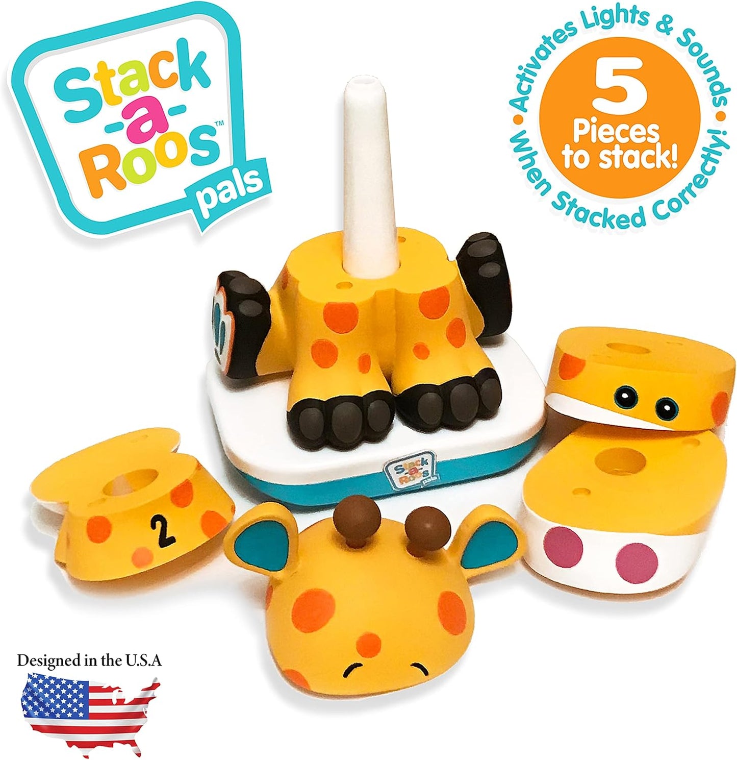 Stack-a-Roos Baby Giraffe by Salus Brands - Animal Stacking Toy, Educational Early Learning Toy for