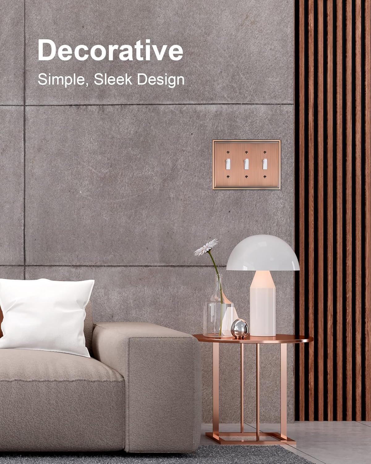 2-Pack Triple Toggle Light Switch Cover Plate, Durable Solid Zinc Alloy Decorative Switch Plate