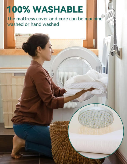 BABELIO Machine Washable Crib Mattress Topper, Soft Breathable Silicone Foam Toddler Mattress